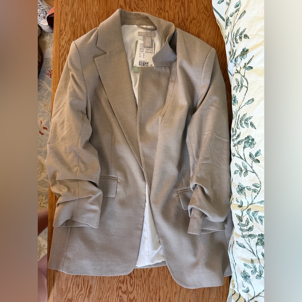 Women's Taupe Blazer Jacket - Classic Tailored Coat